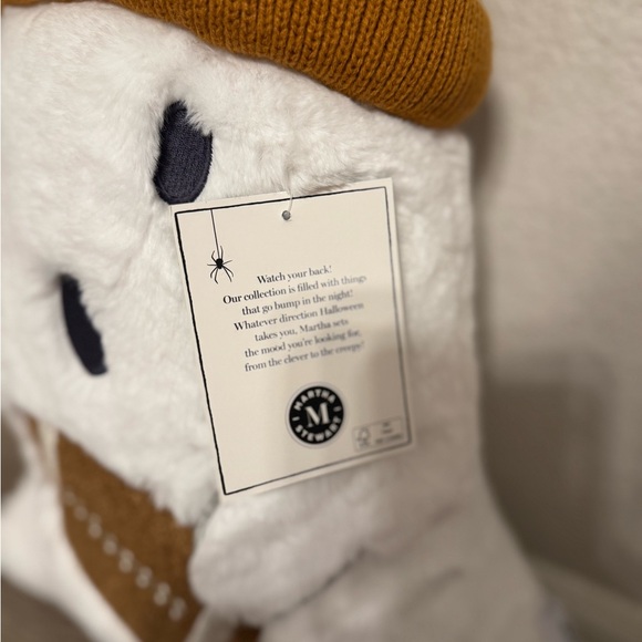 Martha Stewart White Ghost Pillow with Brown Hat and Football - Picture 3 of 4